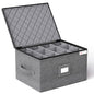 Wine Glass Storage Box with Dividers,Hard Shell and Stackable Stemware Storage Containers with Sturdy Handle for Glassware Crystal Storage and Transport,Grey,Holds 12 - style: 1 Pack Wine Glass Storage