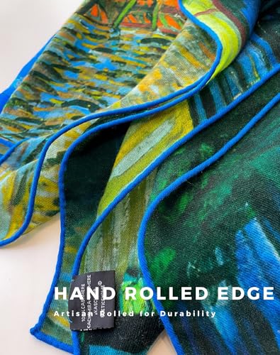 PoeticEHome Cashmere Scarf Wrap 36"x36" - Featherlight & Wrinkle-Free Artistic Square Shawl for Travel & Office, Gift Ready - color: Terrace of a Café at Night - 36"