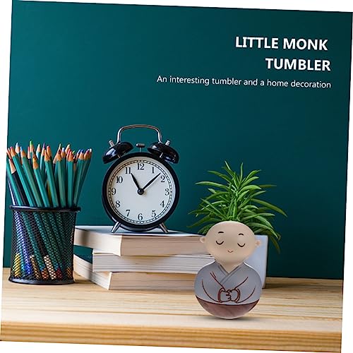 ABOOFAN Wooden Monk Tumbler Table Decoration Handcrafted Wooden Crafts Desktop Ornament for Home Decor Creative for Meditation and Relaxation
