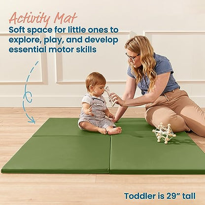 ECR4Kids SoftZone Play Patch Activity Mat Squares, Modular Playmat, Hunter Green, 4-Pack - color: Hunter Green