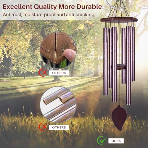 Sympathy Wind Chimes for Outside Deep Tone, Memorial Loss of a Loved, Large Wind Chimes with 6 Thicken Tubes & Hook, Outdoor Gifts Mother, Garden Decor - size: 38IN Bronze