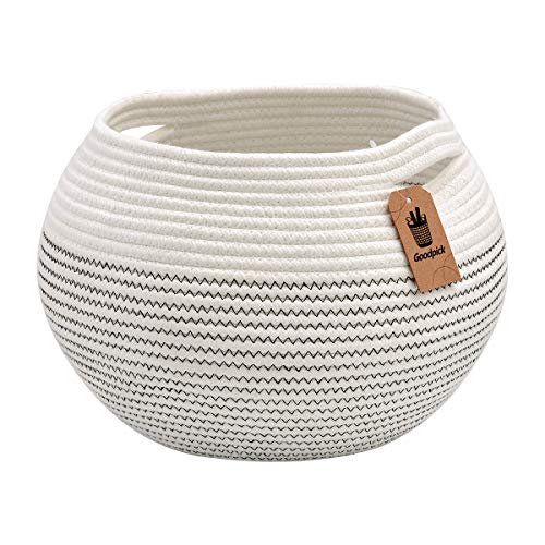 Goodpick Round Cotton Rope Storage Basket for Living Room, Bathroom, Kids' Corner & Shelves, Stores Towels, Cat Toys, Plants, White, 10"D x 8.3"H - color: White, size: 10"D x 8.3"H