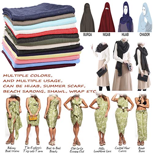 Women Summer Scarfs Large Long Lightweight Linen Beach Gauze Shawl Wrap 75”×43” - color: Purple