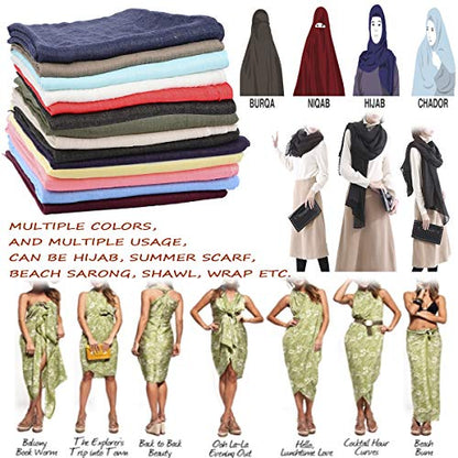 Women Summer Scarfs Large Long Lightweight Linen Beach Gauze Shawl Wrap 75”×43” - color: Purple