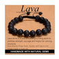 MASSIVE BEADS Handmade Yoga Natural Stone Crystal Healing Power Energy Gifts for Unisex Adult Bracelet Macrame Adjustable - color: Black Lava(Calm), size: 10mm