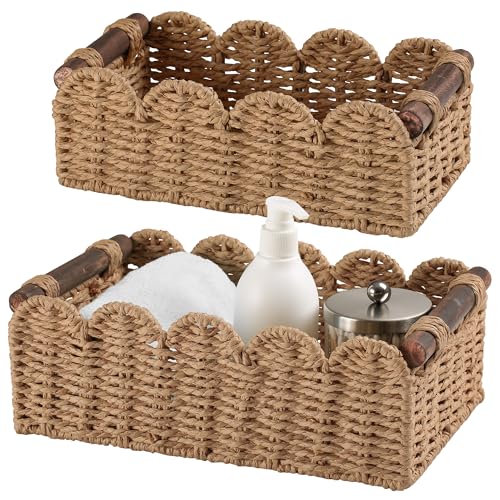 Storage Basket Wicker Baskets for Organizing Toilet Paper Storage Basket for Toilet Tank Top,Cream - color: Cream