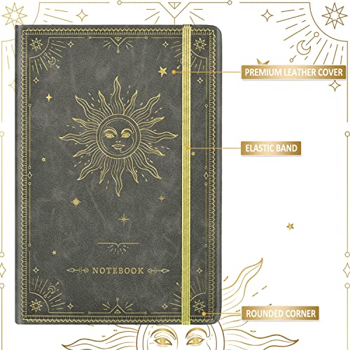 Artfan Ruled Notebook/Journal – Premium Thick Paper Faux Leather Classic Writing Notebook with Pocket + Page Dividers Gifts, Banded, Large, 144 Pages, Hard Cover, Lined (5.8''x 8.4'') - Dark Gray - color: Dark Gray