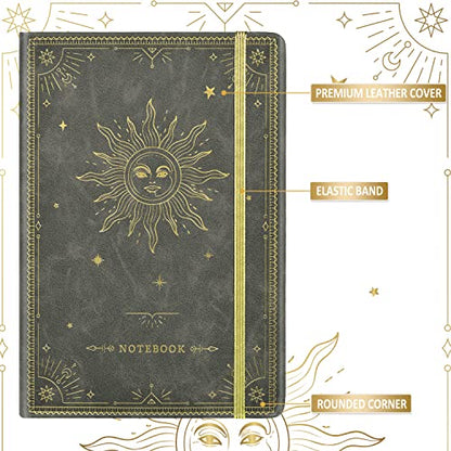 Artfan Ruled Notebook/Journal – Premium Thick Paper Faux Leather Classic Writing Notebook with Pocket + Page Dividers Gifts, Banded, Large, 144 Pages, Hard Cover, Lined (5.8''x 8.4'') - Dark Gray - color: Dark Gray