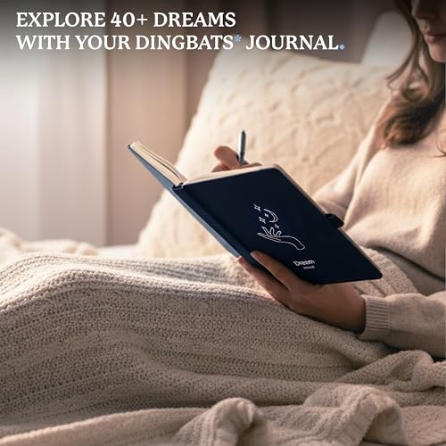 Dingbats* Dream Journal - Guided Dream Diary for Recording and Reflecting on Dreams, Symbols & Insights - Thick Paper Hardcover Thread-Bound Journal Notebook with Elastic Closure, Pen Loop & Pocket