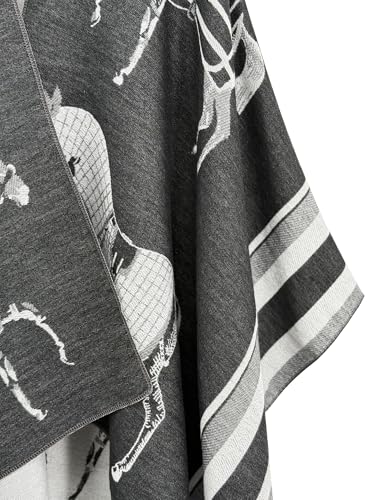 Women's Elegant Shawl Wraps, Soft Open Front Poncho Cape, Reversible Casual Cardigan Shawls for Gift Travel - color: Black-grey-white