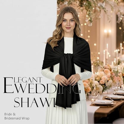 Shawl Wraps for Women Pashmina Shawls and Wraps for Evening Dresses Large Soft Scarf Winter Scarf Wedding Shawl… - color: Black