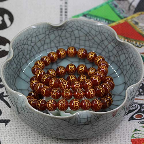 Keleny Fashion Crystal Man Women Stretch Bracelet 10mm Round Beads Rock Jasper 7 Inch Unisex - color: Dyed Red Agate Coated Coin Shape