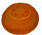 Meditation Pillow Zafu Cushion Lotus Enlightenment and Other Symbols - color: Wheel of Dharma Saffron