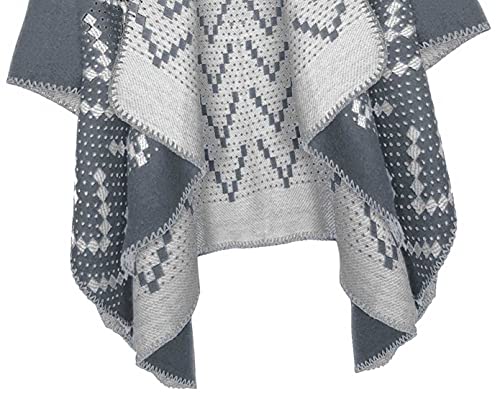 Urban CoCo Women's Color Block Shawl Wrap Open Front Poncho Cape - color: Series 26-grey