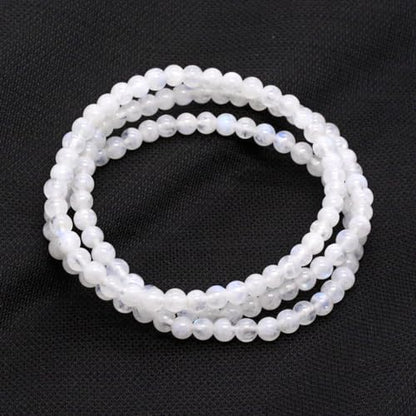 Justinstones Gem Semi Precious Gemstone 3pcs 4mm Round Beads Stretch Bracelet 6.5 Inch Unisex - color: Moonstone