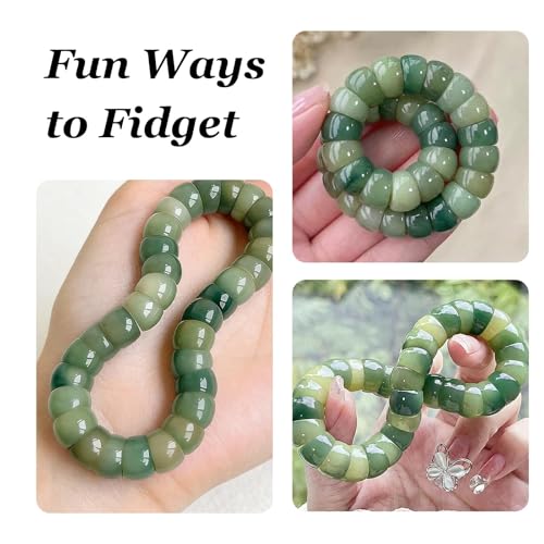 Roe Dolph Bodhi Bead Fidget Anxiety Bracelet for Women Men Chunky Stretch Beaded Mindful Jewelry Daily Reminder Gift for Mom Wife Friend - color: B5:green