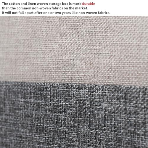 27 L Cotton Linen Foldable Storage Box with Lid - 15.75"x10.63"x9.84"- Durable Collapsible Organizer for Bedroom, Living Room, Kids' Room, 3-Pack Grey