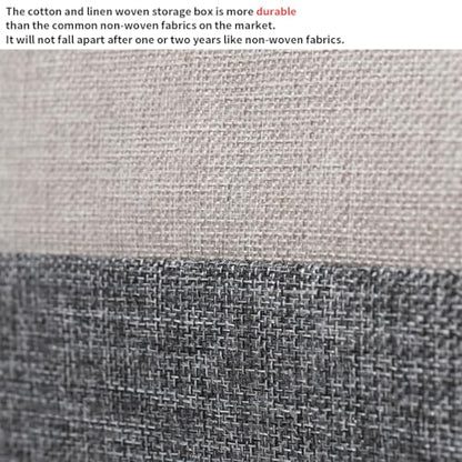 27 L Cotton Linen Foldable Storage Box with Lid - 15.75"x10.63"x9.84"- Durable Collapsible Organizer for Bedroom, Living Room, Kids' Room, 3-Pack Grey
