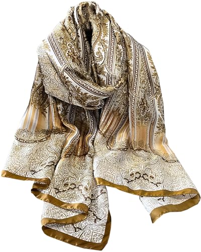 Dress Scarves Shawl Wraps Long Silky Scarf for Women Dressy Fashion Lightweight for Decorative Formal Evening Gowns - color: 1014-golden Cashew Nuts