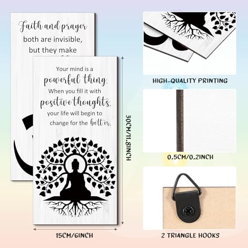 Blulu 2 Pcs Buddha Quote Decor Buddha Inspirational Quote Wall Art Meditation Room Chakra Decor Zen Wooden Hanging, Spiritual Gift for Home Yoga Living Room Women(Motivation) - style: Motivation