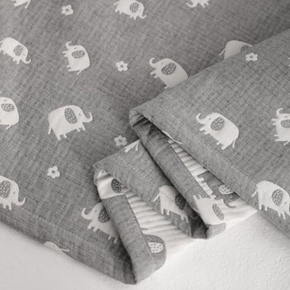 NTBAY 3 Layer Oversized Muslin Cotton Toddler Blanket, Jacquard Reversible Nursery Bed Blanket, Super Soft and Thermal for All Seasons, Baby Gift, 45"x60", Dark Grey Elephant - color: Dark Grey Elephant, size: 45x60 Inch (Pack of 1)