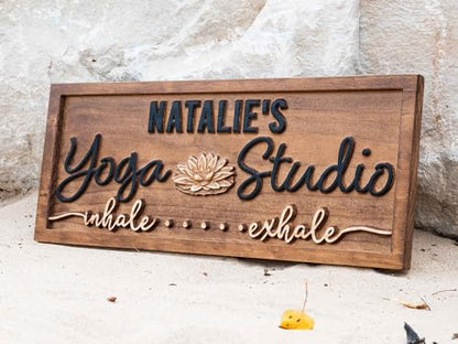 Personalized Wood Carved Yoga Meditation Room Name Sign, Namaste Yoga Studio Decor Birthday Gift for Her Mothers Day Gift for Mom Yoga Gifts