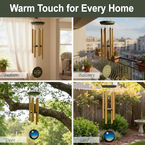 Personalized Memorial Wind Chimes for Outside, Sympathy Gifts Wind Chime for Loss of Loved One, Beautiful Decor with Deep Tone, Ideal for Funeral, Remembrance & Bereavement, Produced in US
