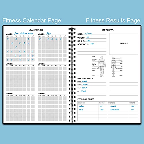 Fitness Planner for Women & Men - A5 Workout Log Book/Exercise Workout Log to Track Weight Loss, GYM, Bodybuilding Progress - Daily Health & Wellness Workout Journals, 5.8X8.25 In Workout Book - style: Black