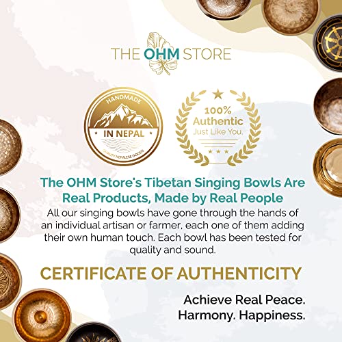 Ohm Store Tibetan Singing Bowl Set - Authentic Handcrafted Meditation Bowl for Mindfulness, Relaxation and Stress Relief - Mantra Sound Bowl for Yoga, Reiki, ASMR, Mindfulness, and Daily Self-Care - size: 4 Inch Singing Bowl