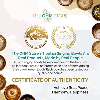 Ohm Store Tibetan Singing Bowl Set - Authentic Handcrafted Meditation Bowl for Mindfulness, Relaxation and Stress Relief - Mantra Sound Bowl for Yoga, Reiki, ASMR, Mindfulness, and Daily Self-Care - size: 4 Inch Singing Bowl