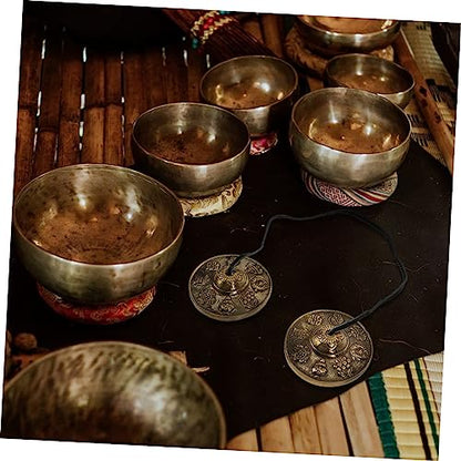 Nepal Style Pure Copper Meditation Bell Yoga Decor Hand Bells for Adults