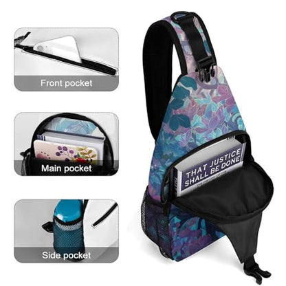Meditation Yoga Roots Branches Leaves Unisex Sling Bag Chest Shoulder Backpack Crossbody Daypack with Side Pouch