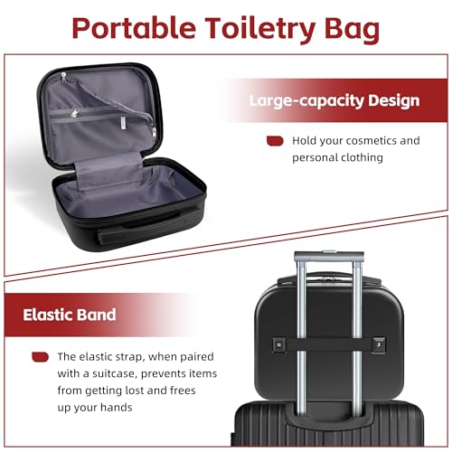 Portable Makeup Case 14inch Cosmetic Case Travel Toiletry Hand Luggage Carrying Case - color: BLACK