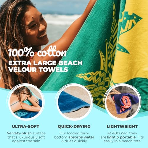Nova Blue Pineapple Beach Towel – Yellow and Green with A Tropical Design, Extra Large, XL (34”X 63”) Tropical Fruit, Yellow Beach Towel with Unique Design Made from 100% Cotton - color: Pineapple
