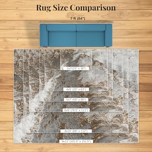 LUXE WEAVERS Marble Swirl Abstract Area Rug, Gray 2x3 - color: Grey, size: 2' x 3' (Rectangular)