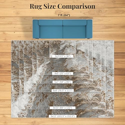 LUXE WEAVERS Marble Swirl Abstract Area Rug, Gray 4x5 - color: Grey, size: 4' x 5' (Rectangular)