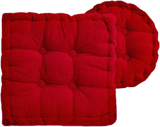 Two Styles of Meditation Floor Cushions, Large Square and Round, Suitable for Adult use, Corduroy Cushions, Used in Living Room, Balcony, Dining Chair(Red,Diameter 16") - color: Red, size: Diameter 16"