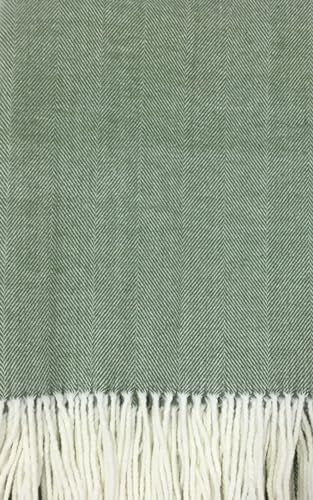 Alashan Cotton Acrylic Adirondack Herringbone Woven Throw - Throw Blanket - Soft Beach Grass - color: Beach Grass