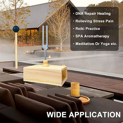 432 Hz Tuning Fork with Resonance Box, Aluminum Alloy, Wooden Speaker, Ideal for Sound Healing, SPA Aromatherapy, Tuning Fork Resonance Teaching, Hearing Tests, Meditation etc - size: 432 hz (wood)