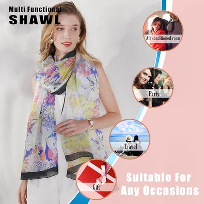 100% Mulberry Extra Large Silk Pashmina Scarf Shawls And Wraps For Women Evening Dress Summer Travel Floral Blanket - color: 76 Yellow