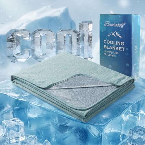 Double-Sided Cooling Blanket, Arc-Chill Q-Max >0.5 Cooling Fiber for Hot Sleepers Night Sweat Relief Lightweight Summer Cold Thin Blanket for Couch Bed Green-Gray (60"x80") Size - color: Green-gray, size: Twin (60"x80")