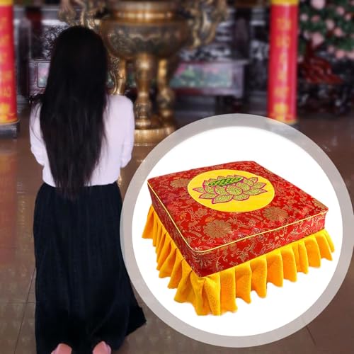 Prayer Stool Meditation Floor Seat with Washable Cover Ergonomic Multipurpose Kneeling Meditation Stool for Relaxing Sitting 18.50x18.50x9.84inch- Red Set