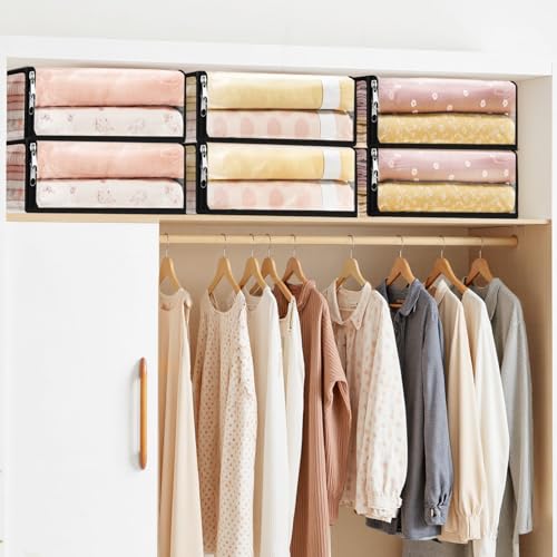 SpaceWhisper 6 Pack Clear Storage Bags, Plastic Blanket Storage Bags with Zipper and Handle, Moving Bags for Comforter, Bedding & Clothes, Closet Organizer and Under Bed Storage (15.7x13.8x3.9 Inch) - size: 15.7 x 13.8 x 3.9 Inch