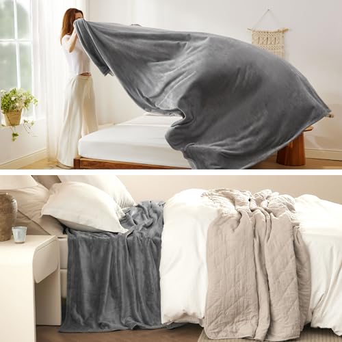 Bedsure Fleece Blanket Twin Blanket Grey - 300GSM Soft Lightweight Plush Cozy Twin XL Blankets for Bed, Sofa, Couch, Travel, Camping, 66 inch X 90 inch - color: Grey, size: Twin XL (66" X 90")