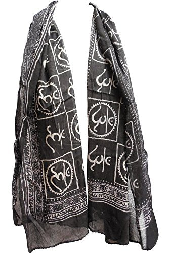 OMA® Hand Printed Om Shawl Wrap With Sacred Om Sign Design