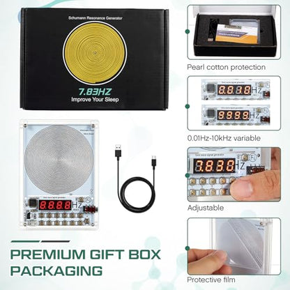 Relaxweex Adjustable Schumann Sine Wave Resonance Generator 0.1Hz-100KHz, Ultra Low Frequency Generator Sound Frequency Machine with USB Cable and Acrylic Case (White,Stylish) - color: White