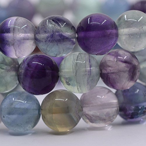 Justinstones Gem Semi Precious Gemstone 10mm Round Beads Stretch Bracelet 7 Inch Unisex - color: Multi-color Fluorite