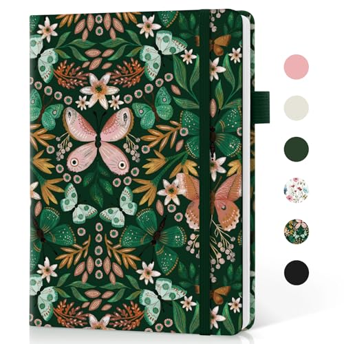 Taja Lined Journal Notebook for Women & Men, Hardcover Leather Journal for writing, A5 College Ruled Notebook for Work & Note Taking, Perfect for Office School Home Supplies, 160 Pages, Butterfly - color: C-Butterfly, style: A - Lined