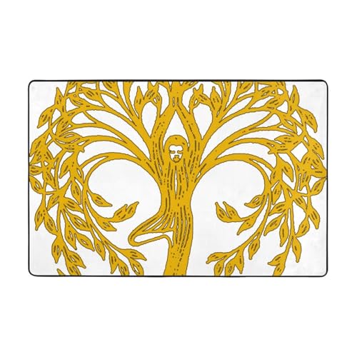 Yoga Life Tree Super Soft Flannel Area Rug - Multi-Use Floor Mat for Bedroom, Yoga Corner & Play Spaces