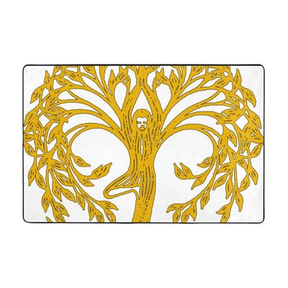 Yoga Life Tree Super Soft Flannel Area Rug - Multi-Use Floor Mat for Bedroom, Yoga Corner & Play Spaces